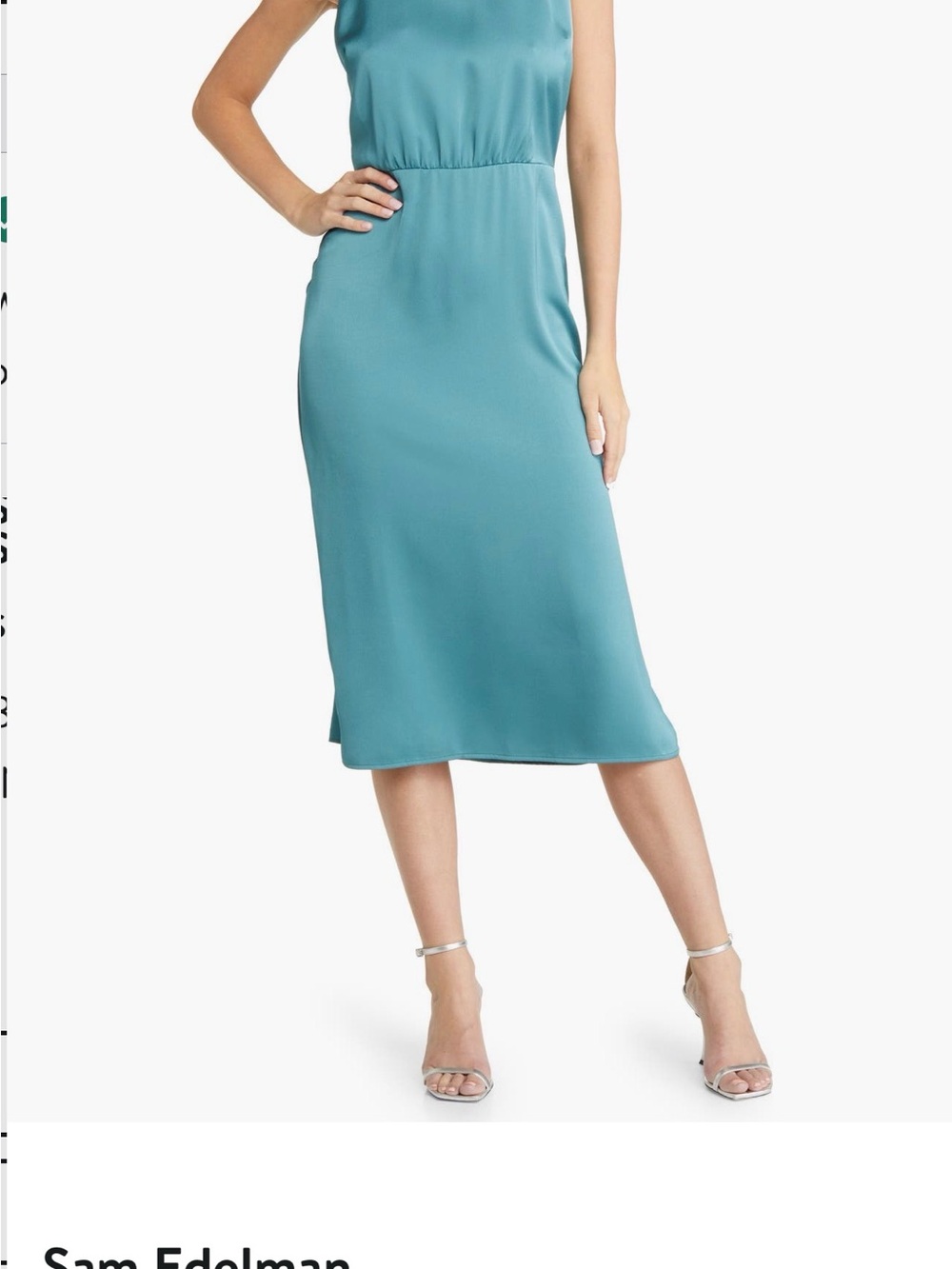 Sam Edelman Teal Satin Midi Slip Skirt